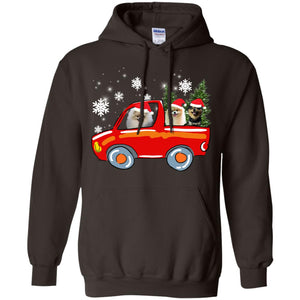 Pomeranians Dogs On Car Merry Christmas Gift ShirtG185 Gildan Pullover Hoodie 8 oz.