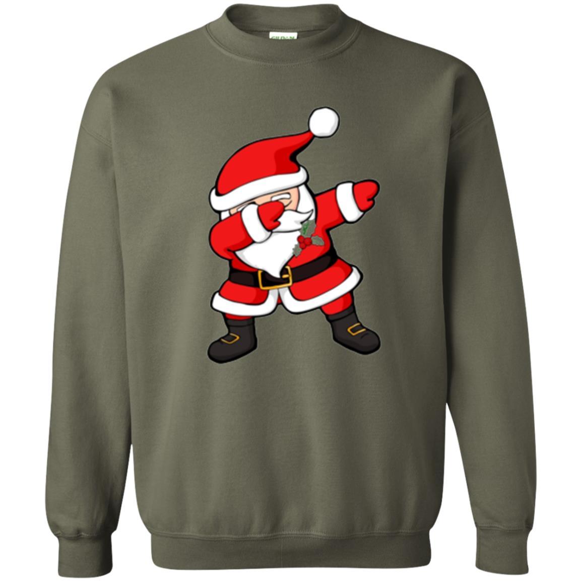 Christmas T-shirt Dabbing Santa Claus Christmas Dab Novelty Military Green