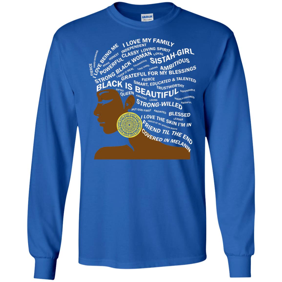Black Is Beautiful Black History Month Word Art T-shirt Royal