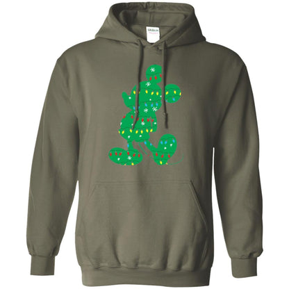Christmas T-shirt Disney Mickey Mouse Fairy Lights Military Green