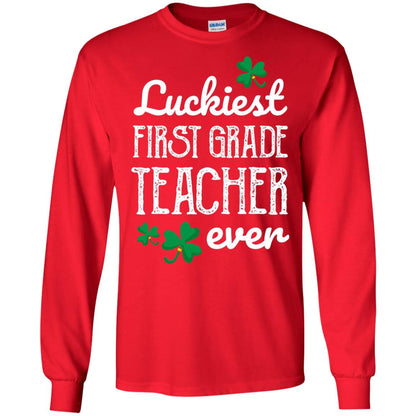 Luckiest First Grade Teacher Ever St. Patricks Day T-shirt Red