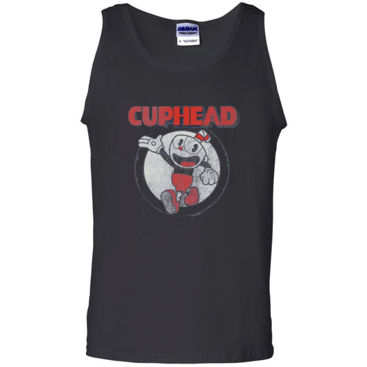Cuphead T-shirt Cuphead Waving Circle Portrait Black