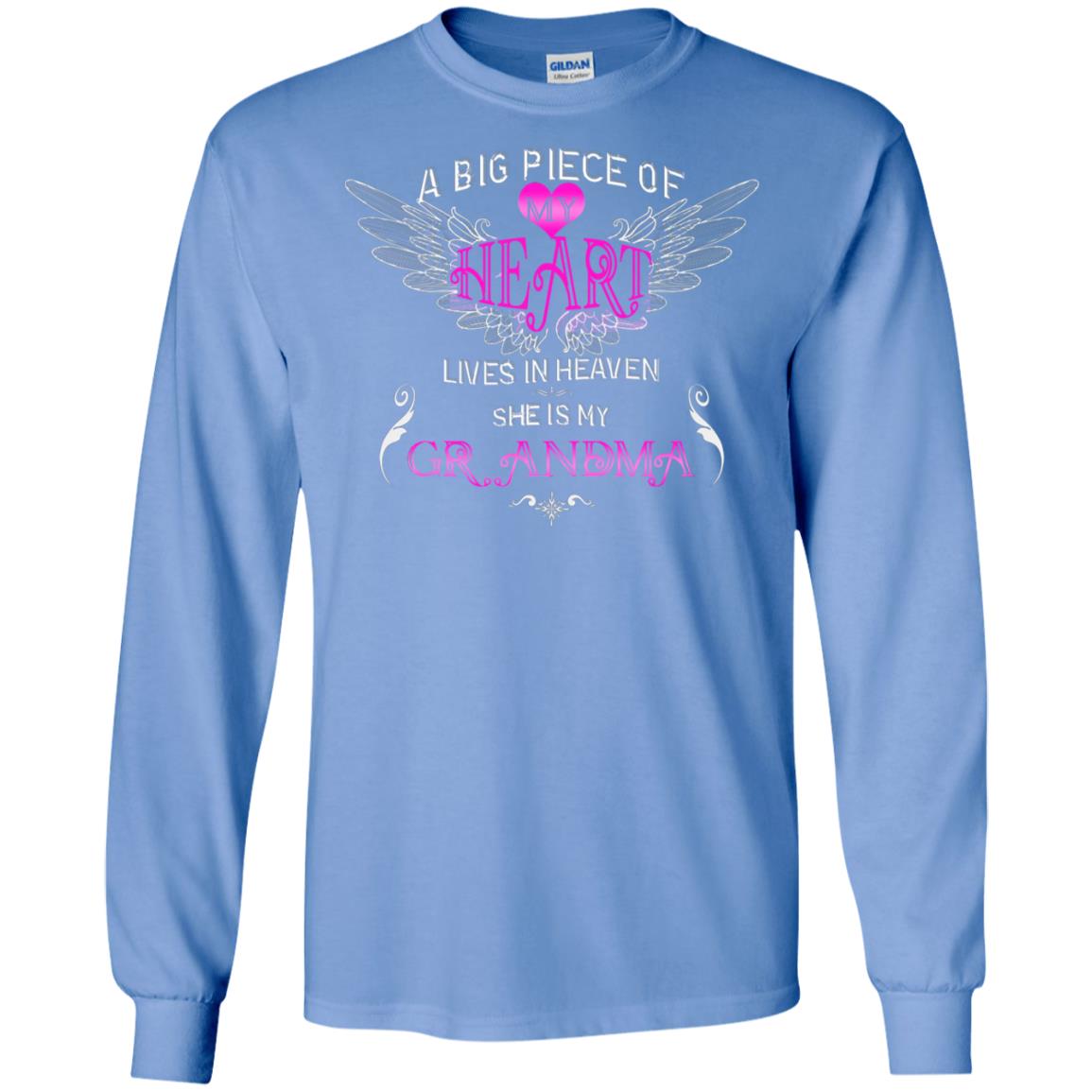 A Big Piece Of My Heart Lives In Heaven She Is My Grandma Grandchildren Gift Shirt Carolina Blue