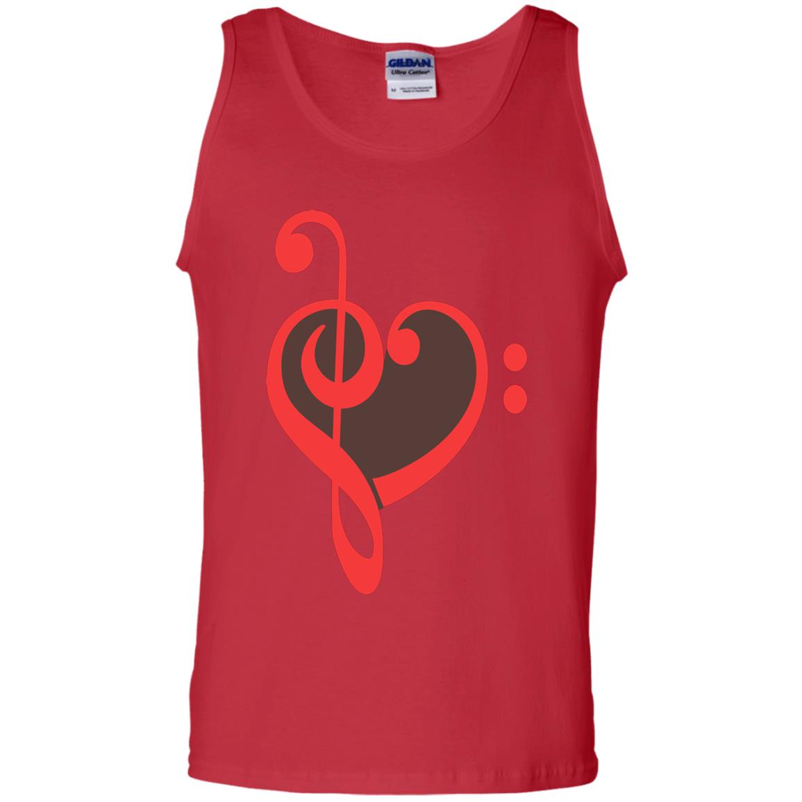 Heart Bass Clef Heart Music Lovers Shirt Red