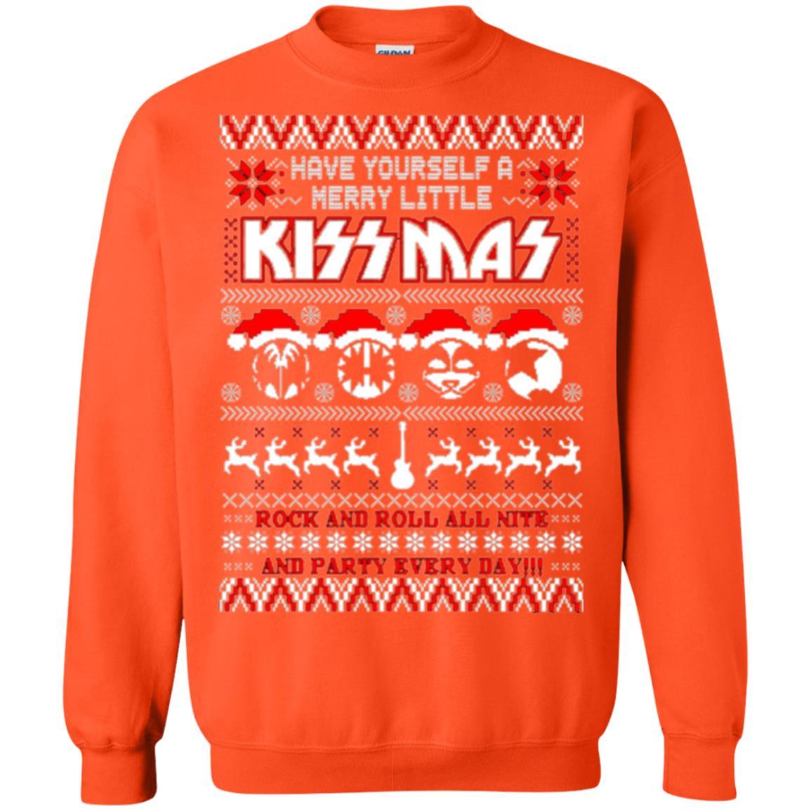Christmas T-shirt Have Yourself A Merry Little Kissmas Orange