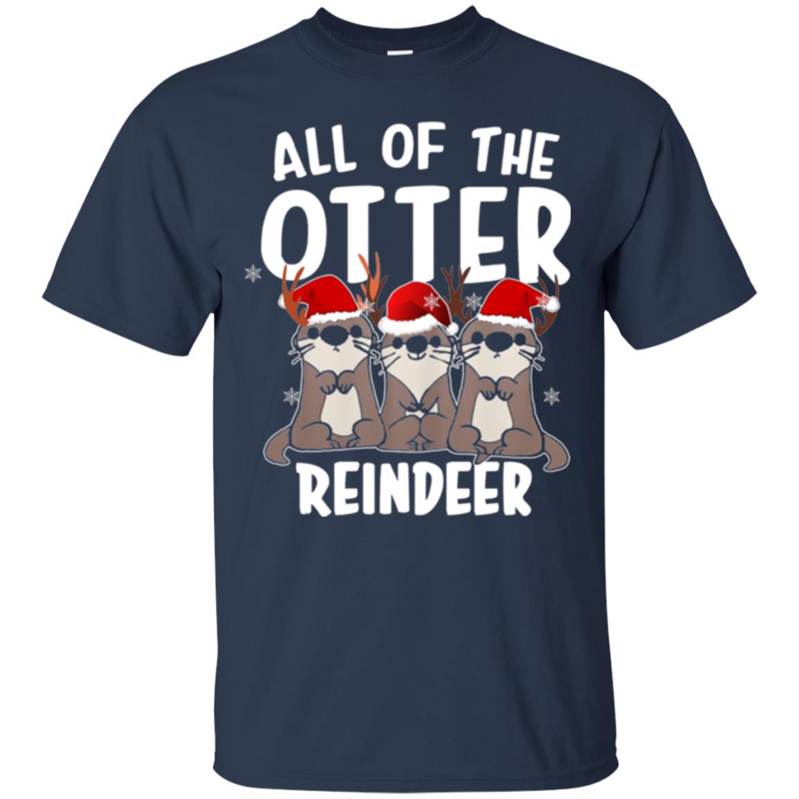 Christmas T-shirt All Of The Otter Reindeer Navy