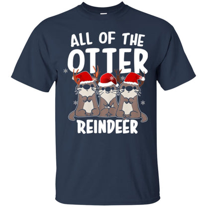 Christmas T-shirt All Of The Otter Reindeer Navy