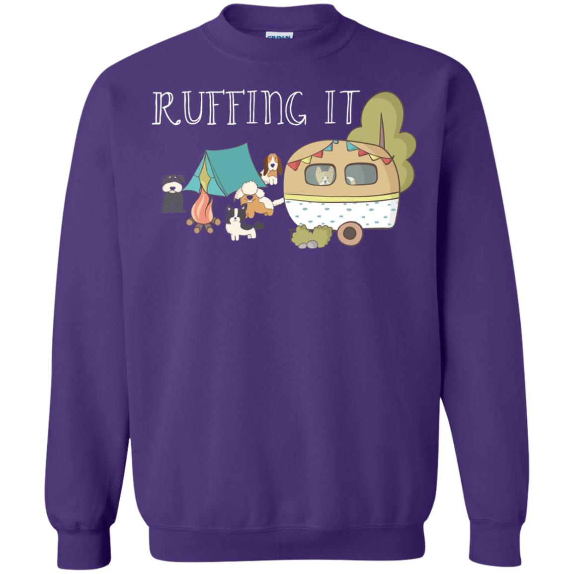 Ruffing It Camping With Dogs Camper T-shirt Purple