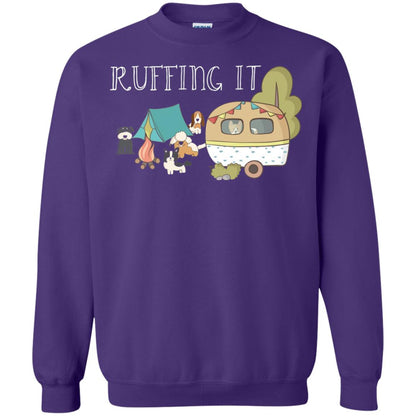 Ruffing It Camping With Dogs Camper T-shirt Purple
