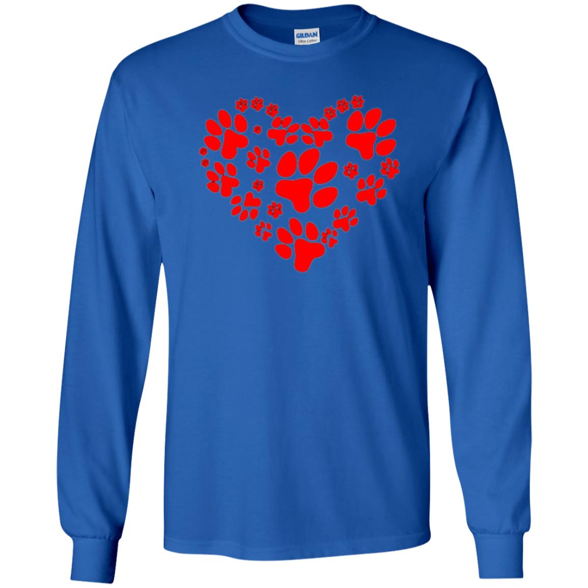 Dog Lover T-shirt Dog Paw Heart Valentine T-shirt Royal