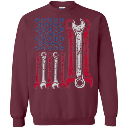 Mechanic T-shirt Usa Red White Blue American Flag Maroon