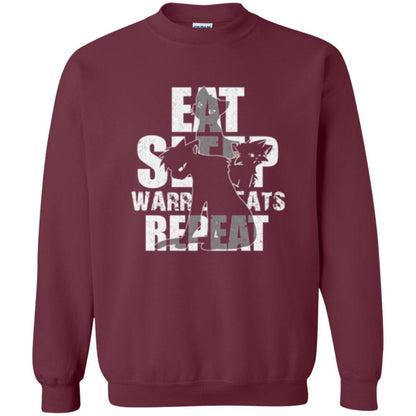 Cat Lover T-shirt Eat Sleep Warrior Cats Repeat Maroon