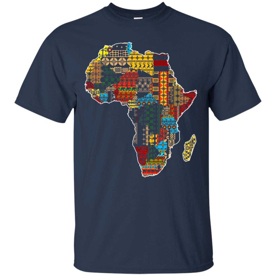 African Pride Traditional Ethnic Pattern Africa Map Shirt Navy