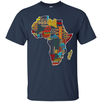 African Pride Traditional Ethnic Pattern Africa Map Shirt Navy