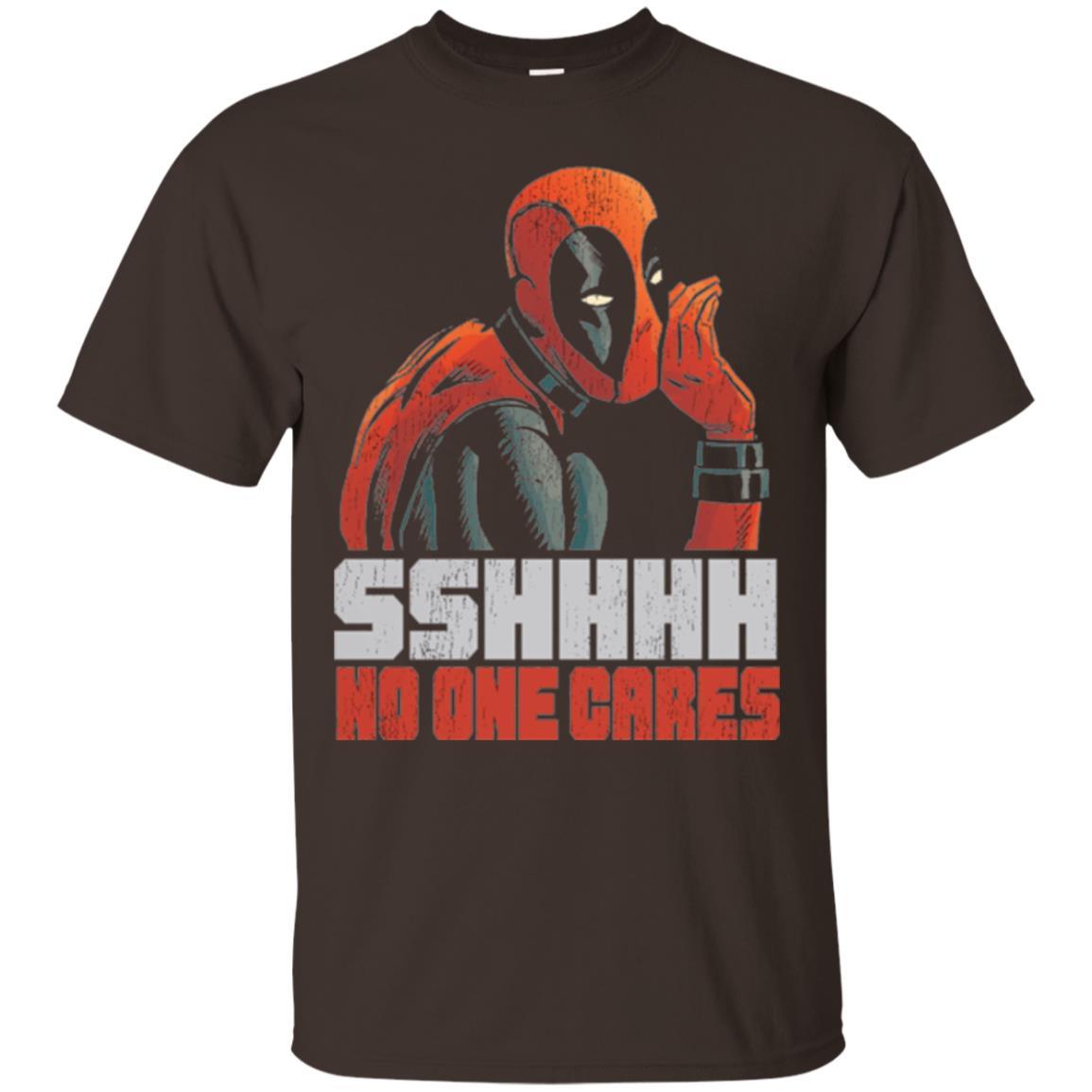 Marvel Deadpool T-shirt Sshhhh No One Cares Whisper Graphic Dark Chocolate