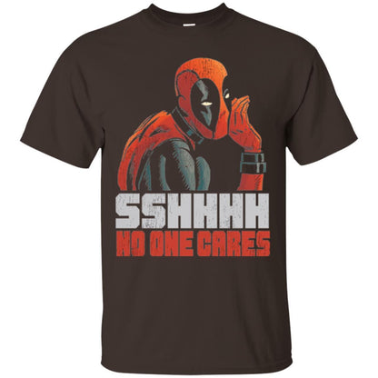 Marvel Deadpool T-shirt Sshhhh No One Cares Whisper Graphic Dark Chocolate