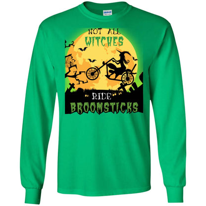 Not All Witches Ride Broomsticks Witches Ride A Motorcycle Funny Halloween Shirt Irish Green