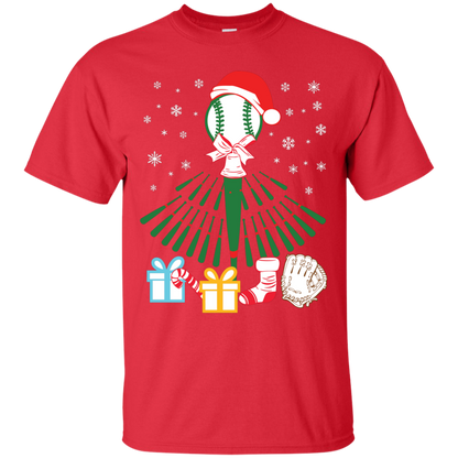 Baseball Christmas T-Shirt Red