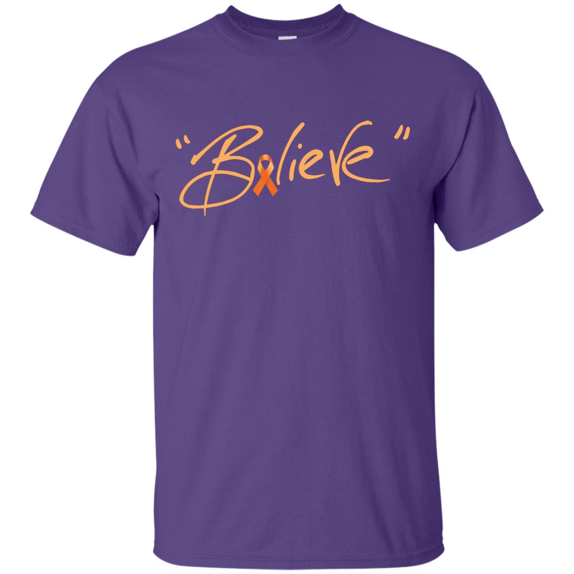 Leukemia Symptoms Awareness Shirt Orange Ribbon Believe Purple