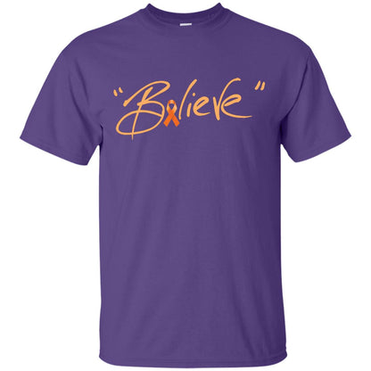 Leukemia Symptoms Awareness Shirt Orange Ribbon Believe Purple