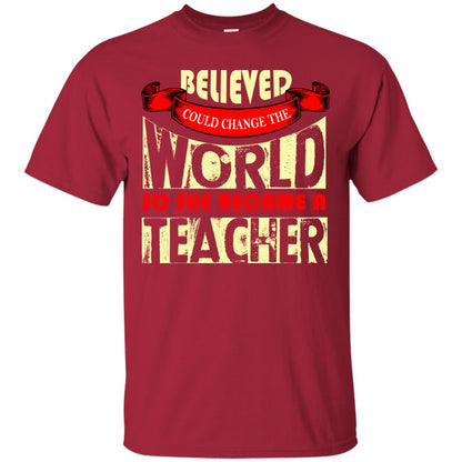 Teacher T-shirt So She Became A Teacher Cardinal