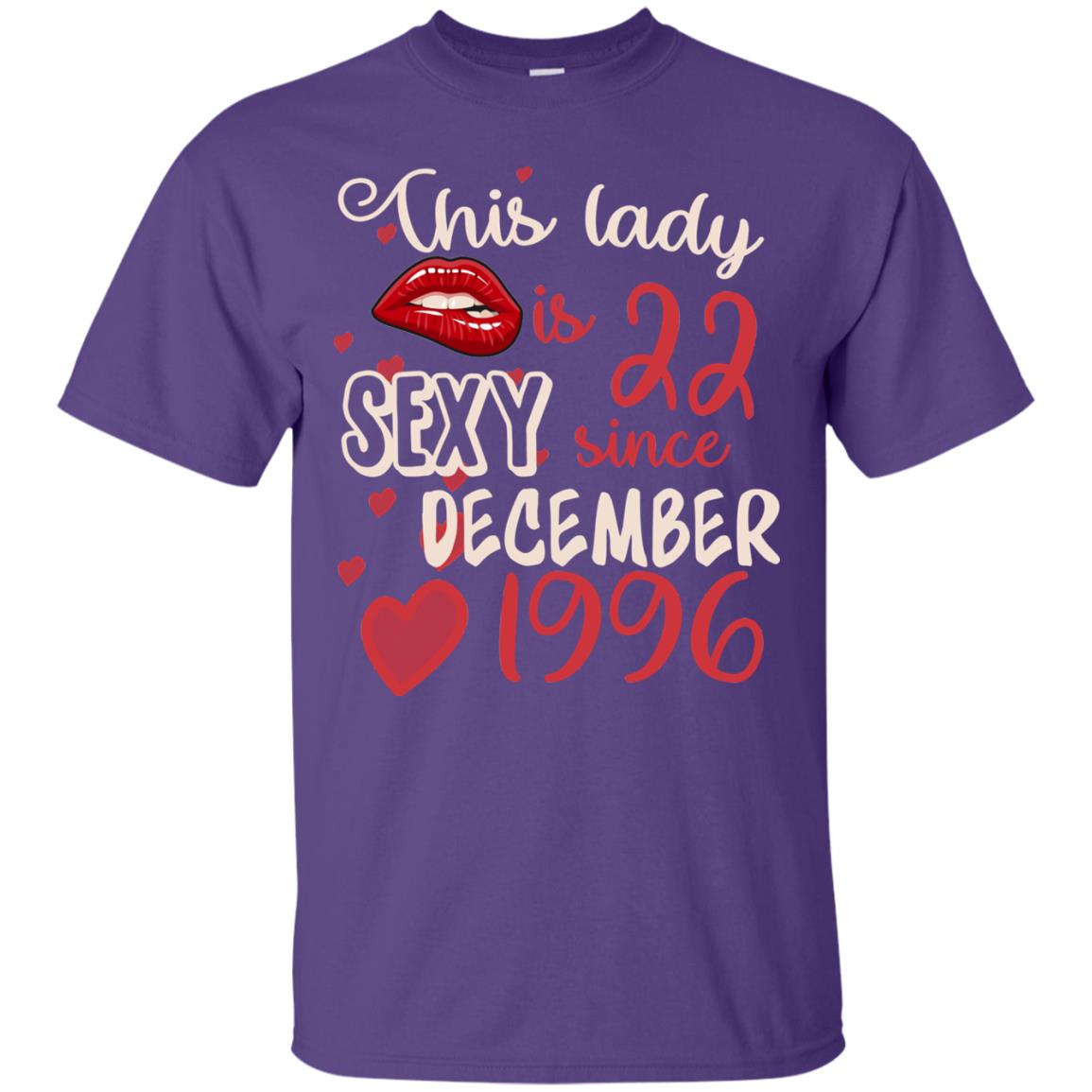 This Lady Is 22 Sexy Since December 1996 22nd Birthday Shirt For December Womens Purple