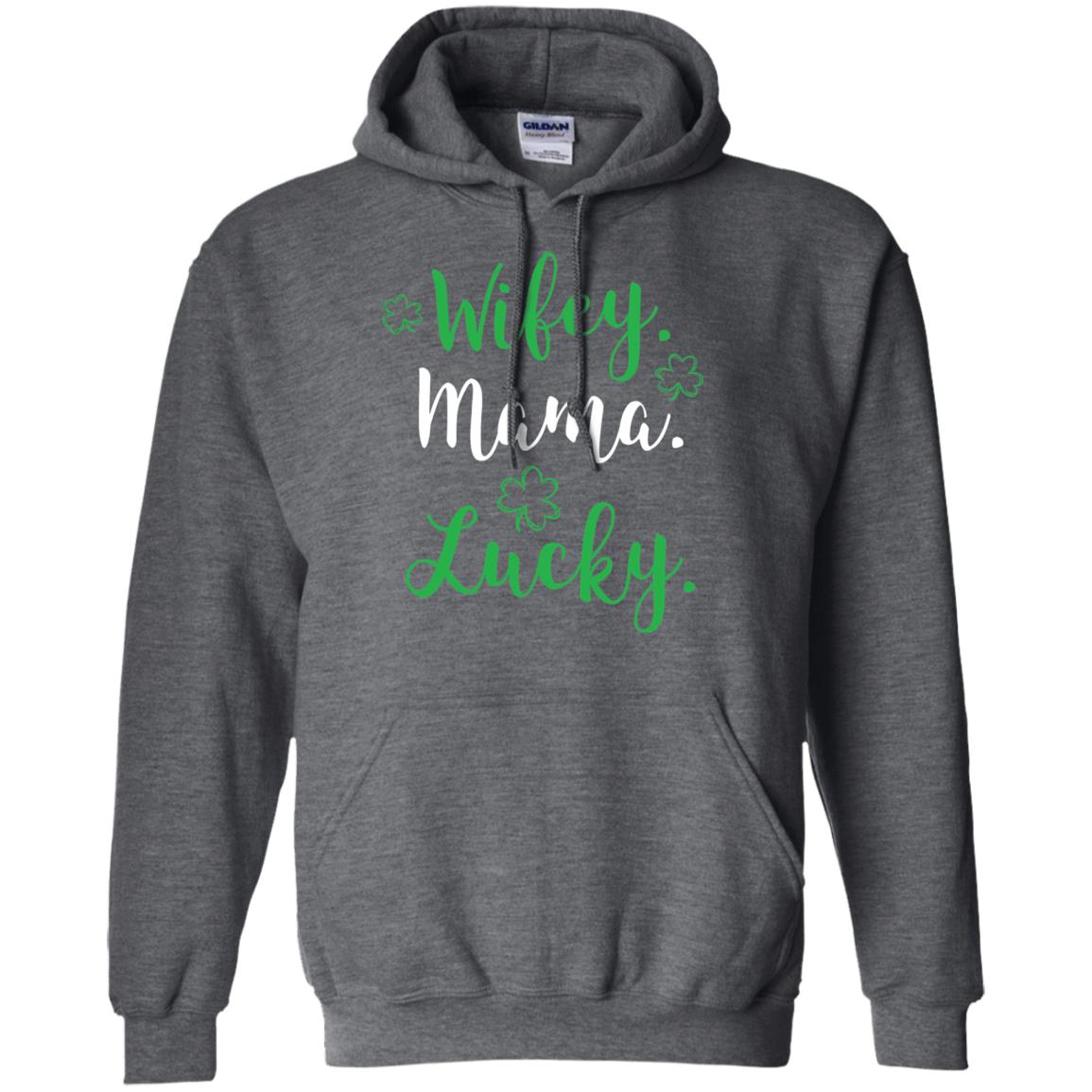 Wifey Mama Lucky Mom St Patricks Day T-shirt Dark Heather