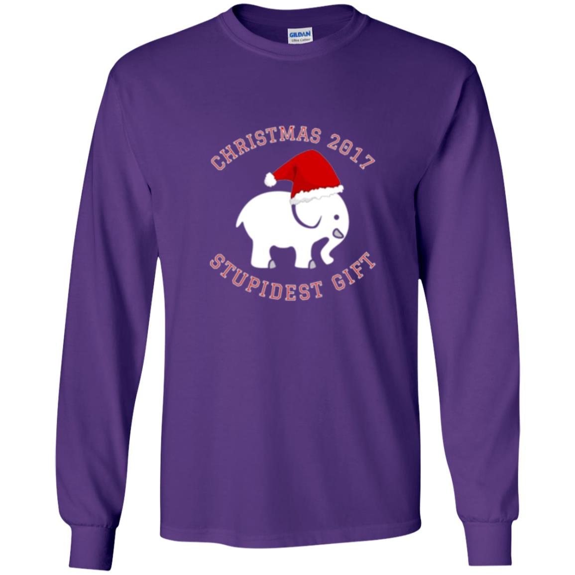 Christmas T-shirt White Elephant Christmas 2017 Stupidest Gift Purple