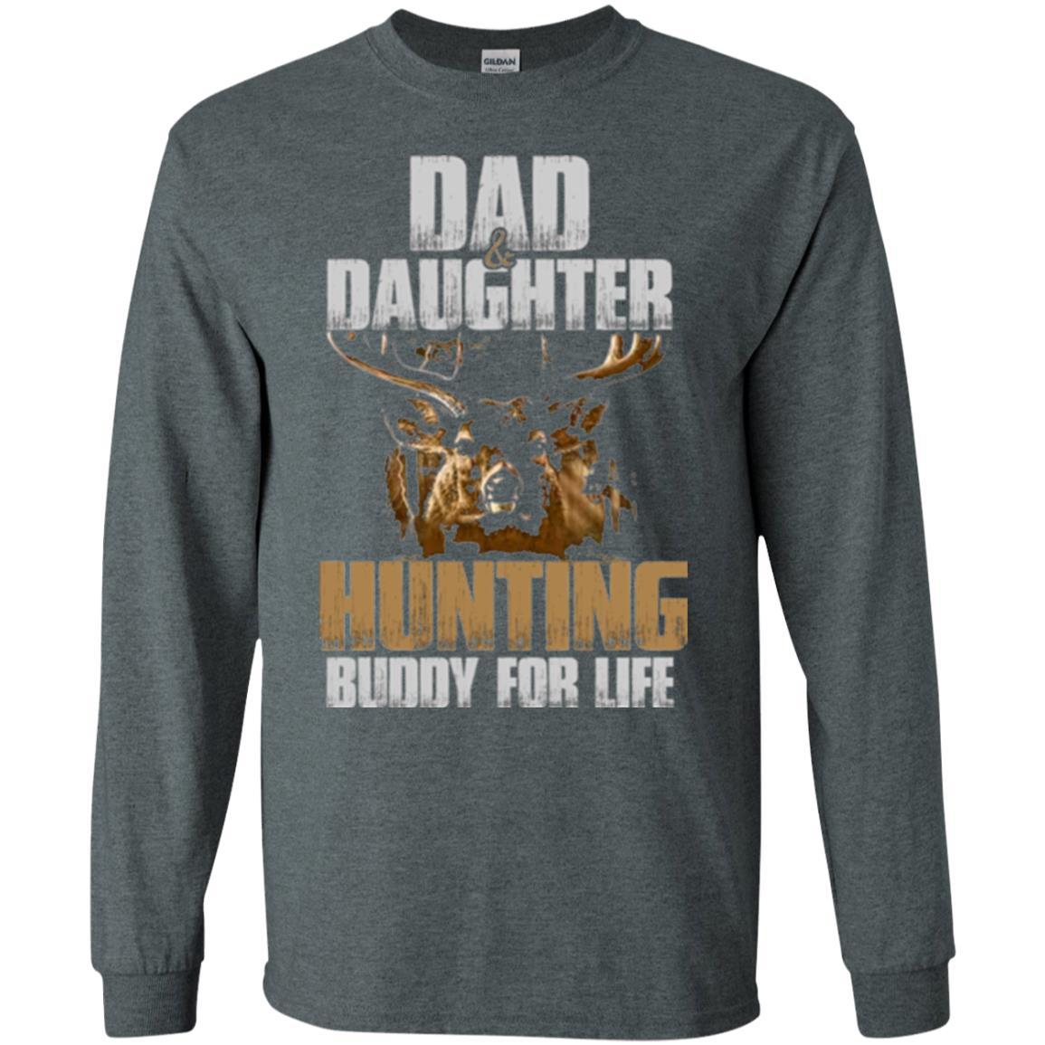 Family Christmas T-shirt Dad And Daughter Hunting Buddy For Life Dark Heather