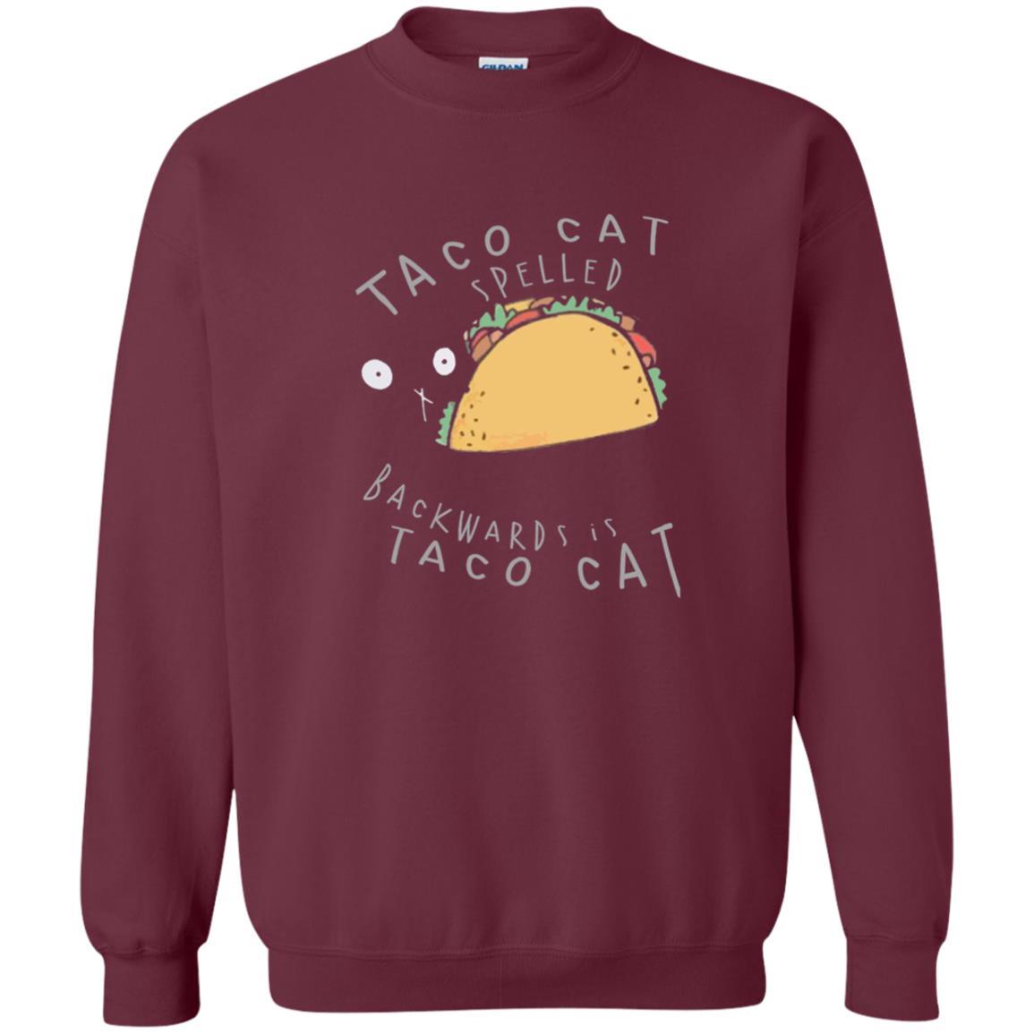 Cat Lovers T-shirt Taco Cat Spelled Backward Is Taco Cat Maroon
