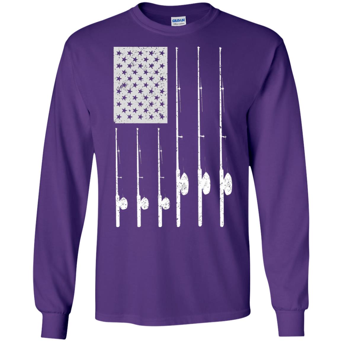 Patriotic Fishing T-shirt American Usa Flag Great Purple