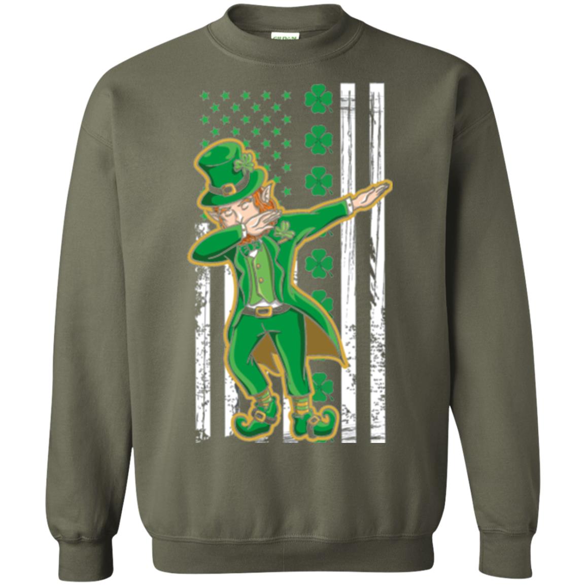 Dabbing Leprechaun St. Patrick's Day T-shirt Military Green