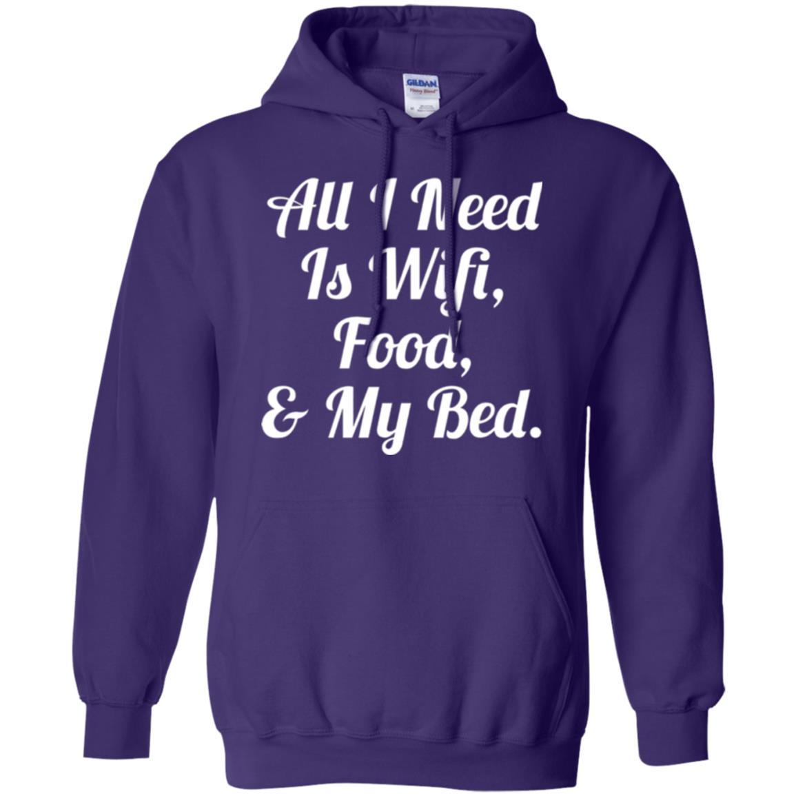 All I Need Is Wifi Food My Bed T-shirt Purple