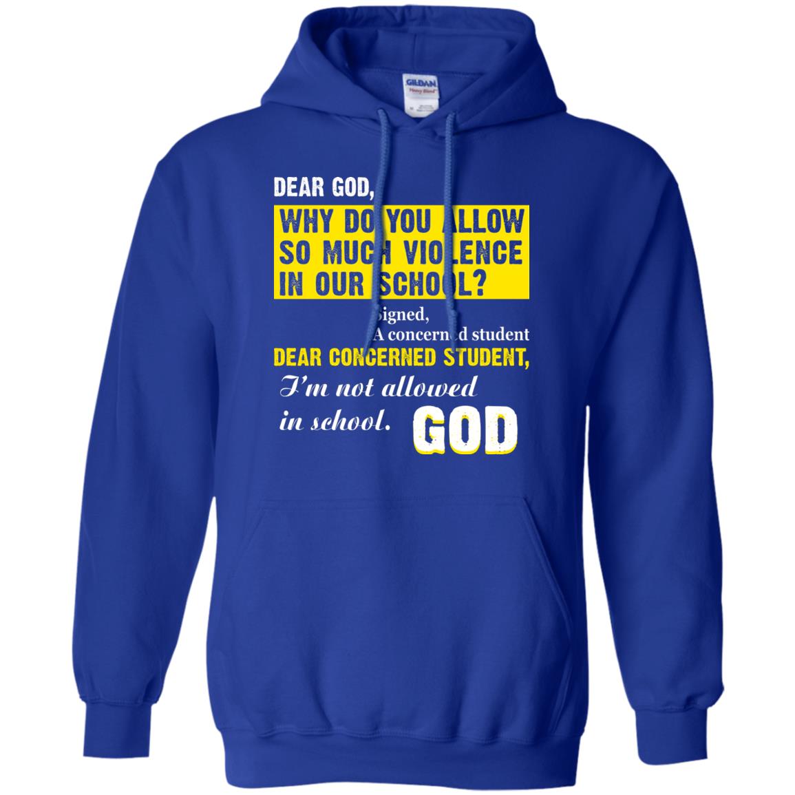 Anti Gun T-shirt Dear God Why Do You Allow So Much Violence In Our School Royal