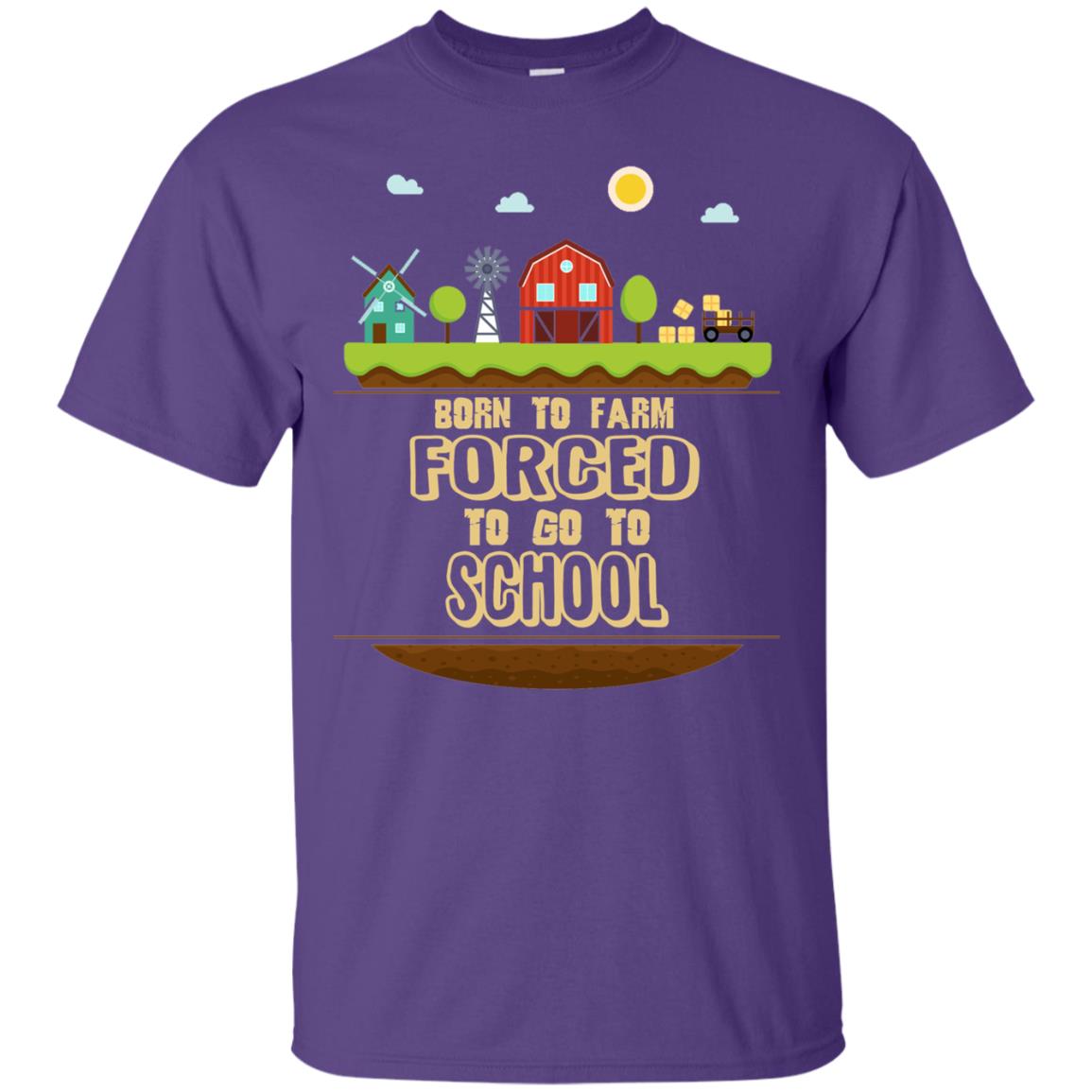 Born To Farm Forced To Go To School Farmer First Day Of School Shirt Purple