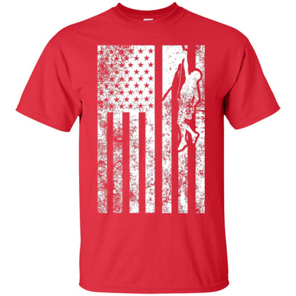 Rock Climbing T Shirt - Rock Climbing Flag Of United States T-shirt Red