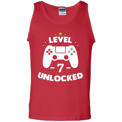 Level 7 Unlocked Gamer T-shirt Red