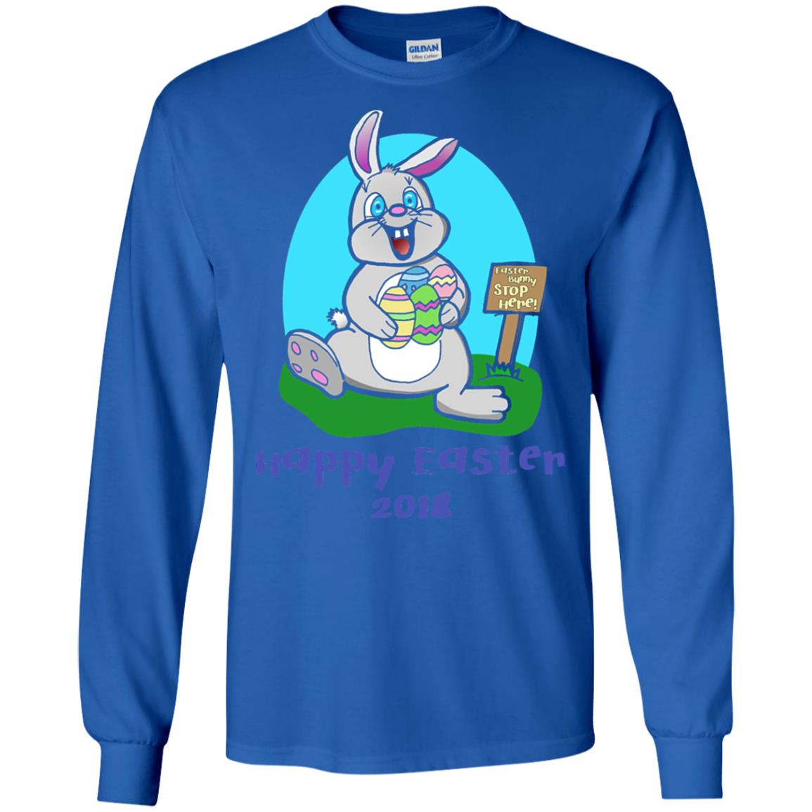 Easter Bunny Stop Here Funny Easter Day T-shirt Royal