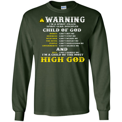 Christian T-shirt Warning I’m A Spirit-filled Spirit-lead Discipled Child Of God Forest Green