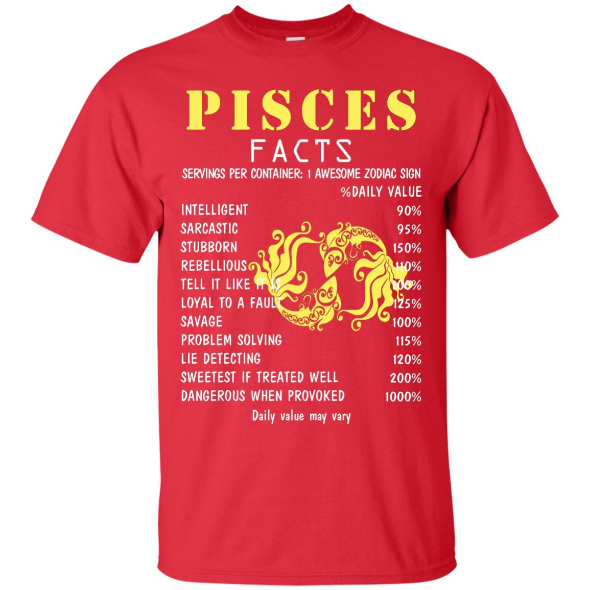 Pisces Facts 1 Awesome Zodiac Sign Gift Shirt For Pisces Horoscope Red
