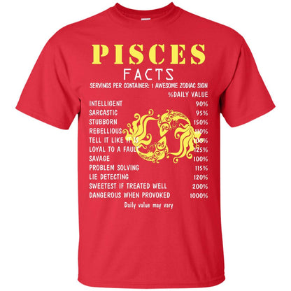 Pisces Facts 1 Awesome Zodiac Sign Gift Shirt For Pisces Horoscope Red