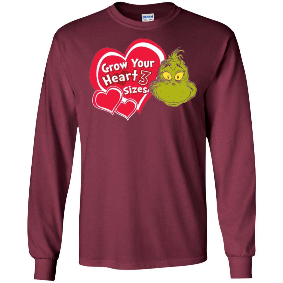 Dr. Seuss Grinch T-shirt Grow Your Heart 3 Sizes Maroon