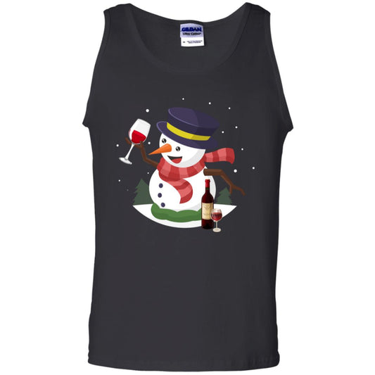 Snowman Cheer Up Wine Drinking Lovers Merry X-mas Gift Shirt Black
