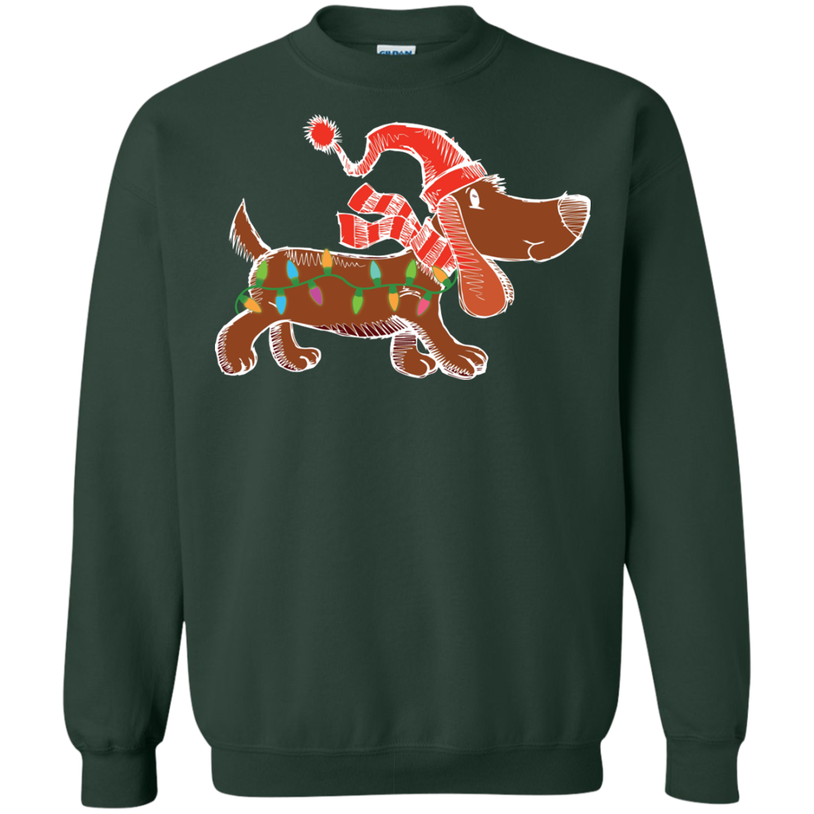 Dog Lover T-Shirt Christmas Lights Labrador Retriever Dog Lover Forest Green