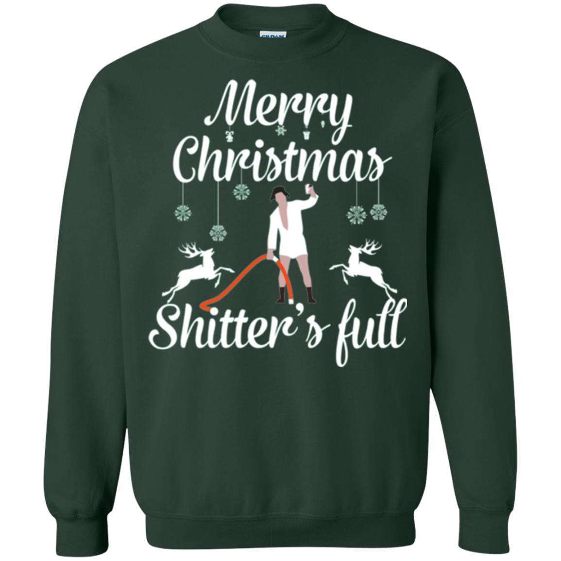 Christmas T-shirt Reindeer Merry Christmas Shitter's Full Forest Green