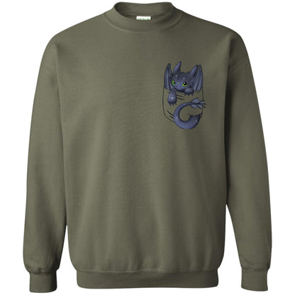 Toothless Dragon In Pocket Shirt Military Green