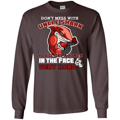 Don't Mess With Uncle Shark You'll Get A Punch In The Face Very Hard Family Shark Shirt Dark Chocolate