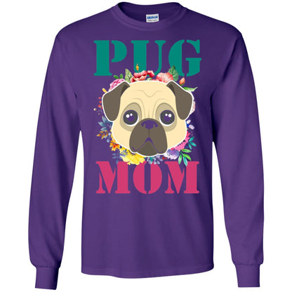 Floral Pug Mom T-shirt Puppy Pet Lover Purple