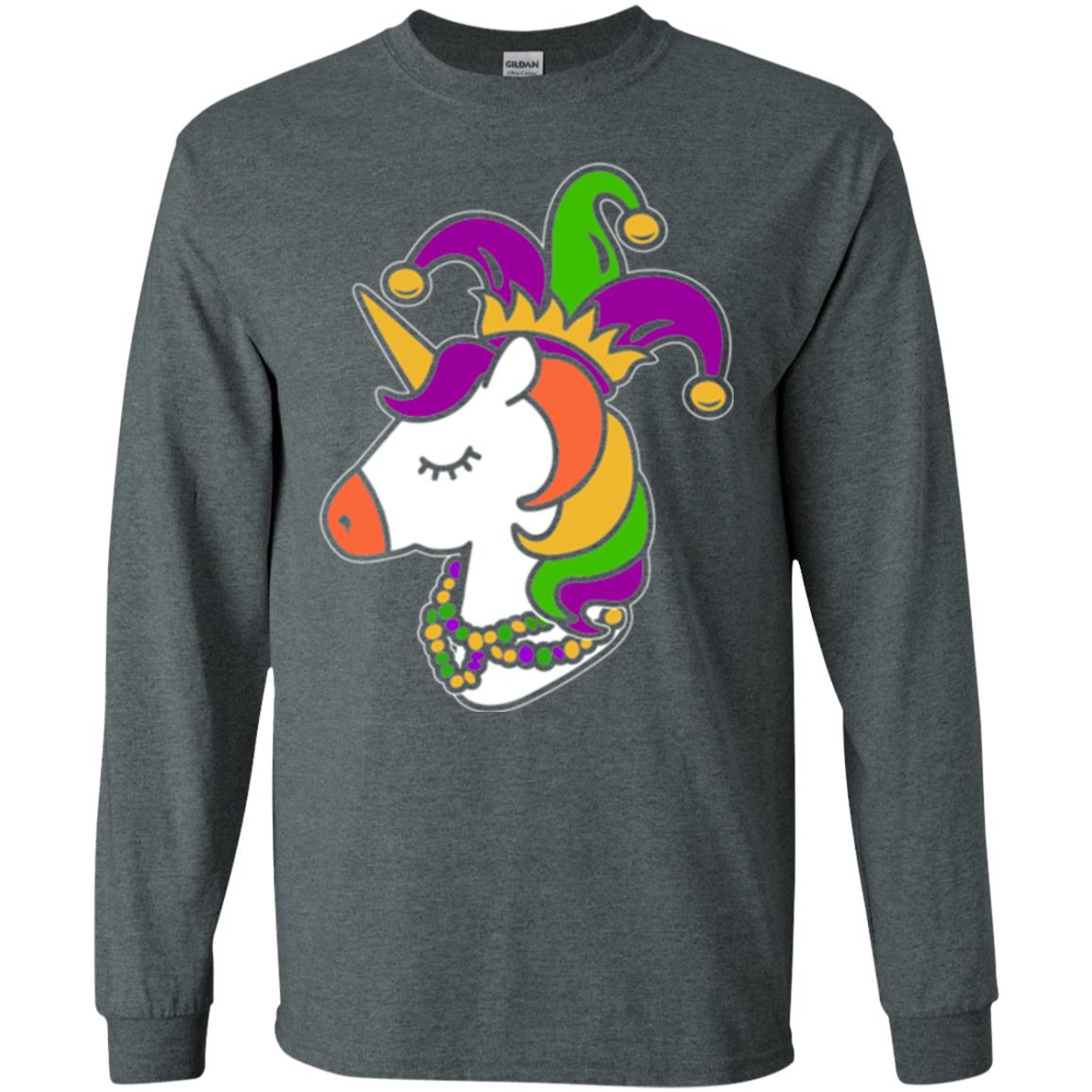 Mardi Gras Unicorn T-shirt Dark Heather