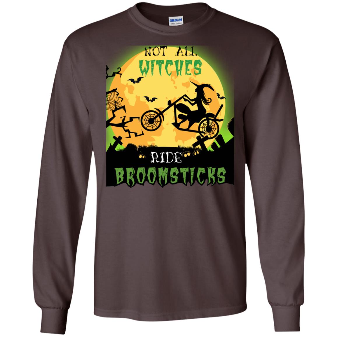 Not All Witches Ride Broomsticks Witches Ride A Motorcycle Funny Halloween Shirt Dark Chocolate
